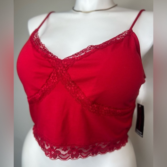 No Boundaries Red 3XL Padded Lace Trim Brami Tank Top New With Tags - Picture 16 of 16